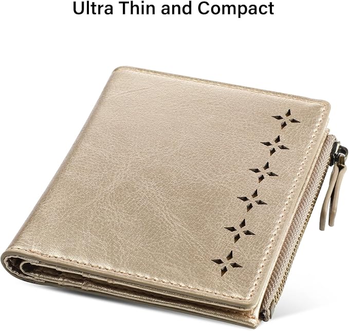 Ultra Thin Small Compact Leather Womens Girls Wallets RFID Blocking Credit Card Holder for Women - Image 3