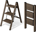 Mayi Plus 3 Step Stool Foldable, Aluminum, Lightweight Step Ladder | Extra-wide anti-slip folding steps with 330 lbs, for home,kitchen,office,outdoor,office,Walnut by MAYIPLUS