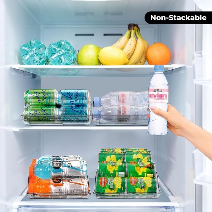 4 Packs Refrigerator Organizers and Storage Width Adjustable Can Organizer for Refrigerator Expandable Soda Can Dispenser for Beer Soda Pop Can Soda Organizer for Fridge Kitchen Pantry Clear - Image 4