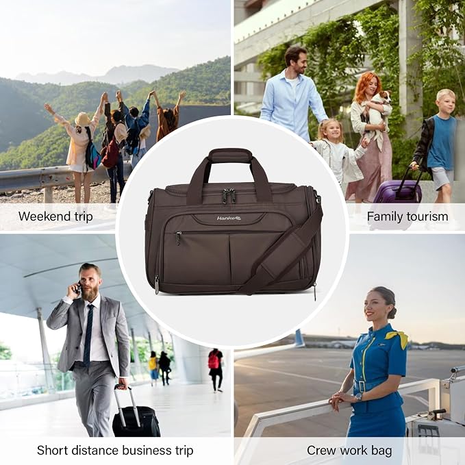 Hanke Small Underseat Carry On Luggage Bags for Travel with 10 Pockets. | Airline Approved Foldable Personal Bag w/ Luggage Sleeve; Tote Duffle & Bento Bag, Flight Attendant Weekender for Men & Women - Image 9