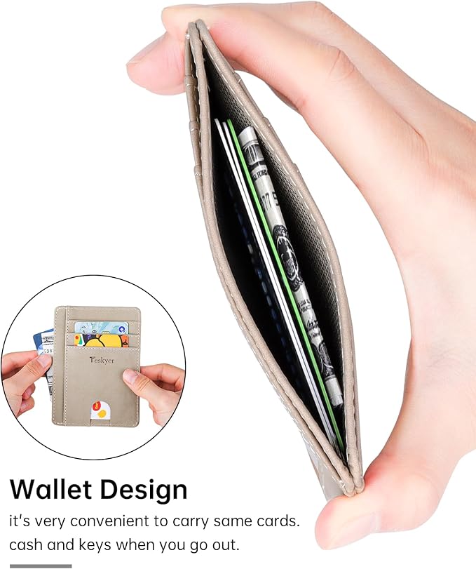 Teskyer Slim Minimalist Wallet for Men, RFID Front Pocket Card Holder | Ultra Slim Front Pocket Design, 8 Card Slots, RFID Protection, Smooth Faux Leather for Everyday Carry - Image 8