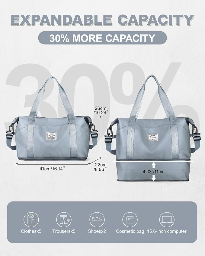 Travel Duffel Bag, Sports Tote Gym Bag, Shoulder Weekender Overnight Bag for Women - Image 3