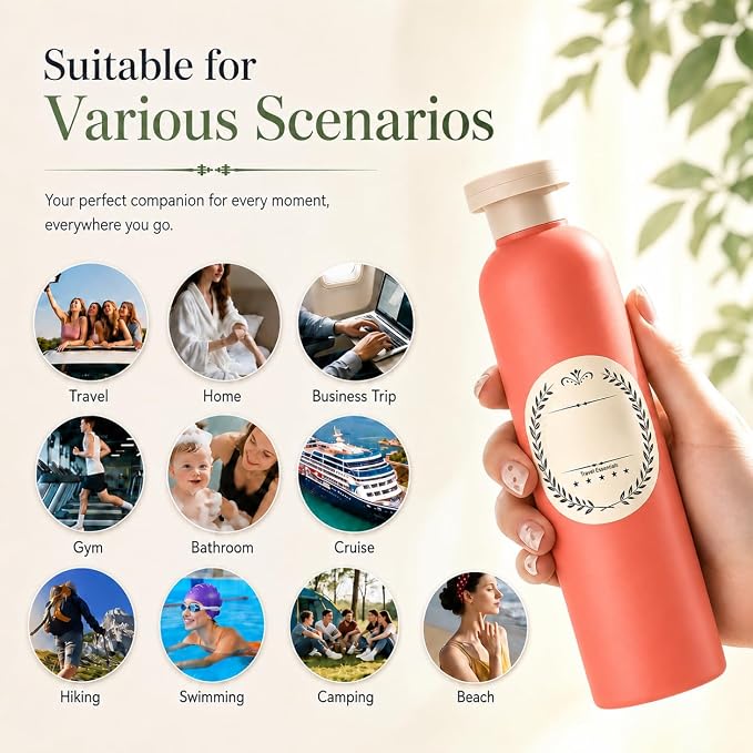 METAPACK 4Pack 6.8oz Travel Shampoo Bottles with Labels, Refillable Travel Bottles, Flip Top Squeeze Bottles, Portable Plastic Toiletry Containers for Lotion, Conditioner & Body Wash(orange, yellow) - Image 5