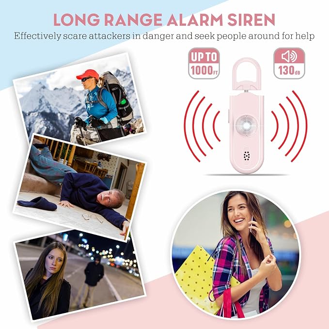 Personal Safety Alarm for Women, 130dB Loud Siren with SOS Strobe Light, Flashlight, 1000ft Audible Help Kids, Elderly Emergency Call, Self Defense Keychain for College Essentials - Image 3