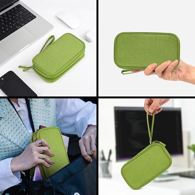 Electronic Organizer Travel Cable Accessories Bag, Electronic Organizer Case, Electronic Accessories Organizer Bag for Power Bank, Charging Cords, Chargers, Mouse, USB Cable, Earphones (Green) - Image 7