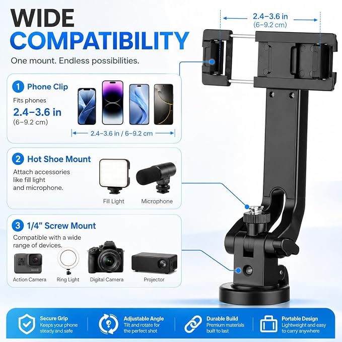 70" Auto Face Tracking Tripod, 360° Smart Phone Holder with Wireless Remote, Selfie Stick for iPhone Android, No App Needed, Video Recording Vlogging Live Streaming - Image 5