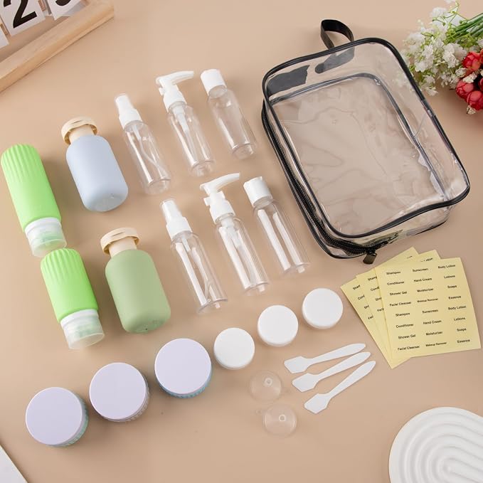Travel Bottles for Toiletries, 25 Pack TSA Approved Travel Size Containers for Toiletries, Leak Proof Refillable & Squeezable Toiletry Bottles Kit with Clear Bag for Shampoo Lotion Cream Conditioner - Image 7
