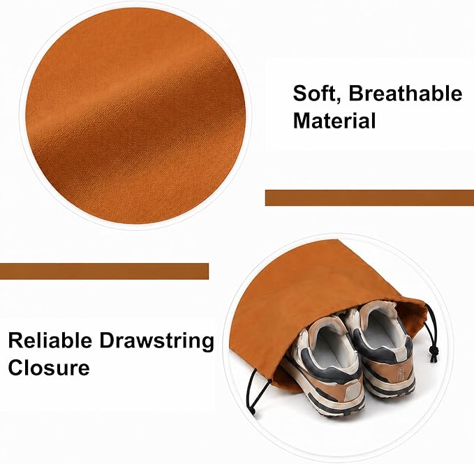 4 Pcs Shoe Bags for Traveling, 13.8" x 12.6" Dust Bags for Shoes with Drawstring for Women and Men, Travel and Home Storage(Brown) - Image 3