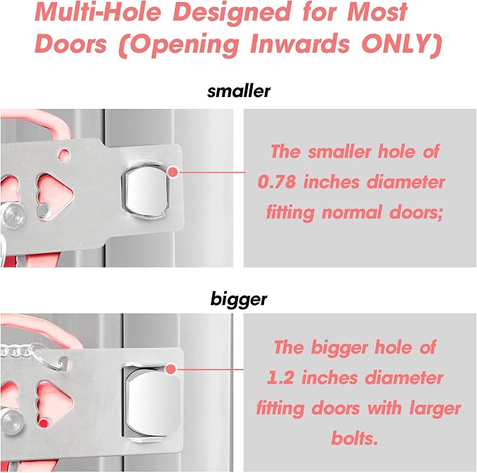 AceMining 2 Pack Portable Door Lock, Hotel Travel Door Lock Security | Hotel Safety Device for Door Security, Portable Lock for Hotel Room, Apartment, College Dorm and Travel, Pink - Image 4