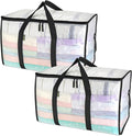 BALEINE 2-Pack Oversized Moving Bags with Reinforced Handles, Heavy-Duty Storage Tote for Clothes, Moving Supplies (Clear, 2-Pack) by BALEINE