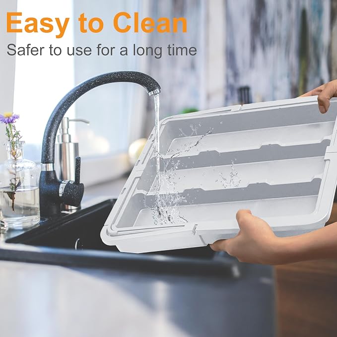Homecor Large Utensil Organizer for Kitchen Drawer, Expandable Silverware Drawer Organizer Cooking Tray, Cutlery and Flatware Utensil Holder Kitchen Spatula Tools Storage with 3 Dividers, Grey - Image 8