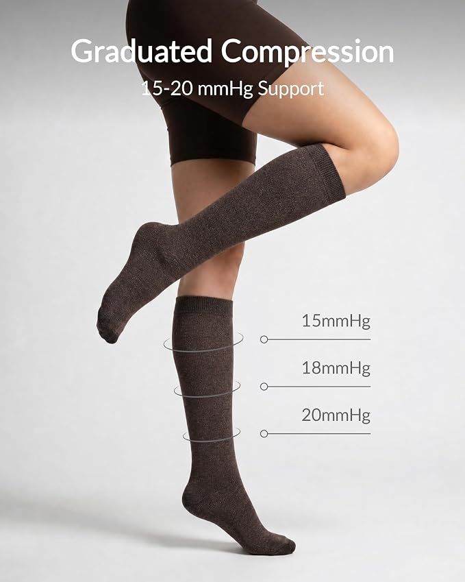 Jeasona Cotton Compression Socks for Flying Women Men 15–20 mmHg 3 Pairs Circulation Support Socks for Pregnancy Nurse - Image 6