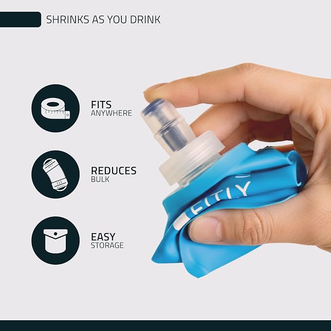 FITLY Soft Flask - Shrink As You Drink Soft Water Bottle for Hydration Pack - Folding Water Bottle Ideal for Running, Hiking, Cycling, Climbing & Rigorous Activity - Image 3