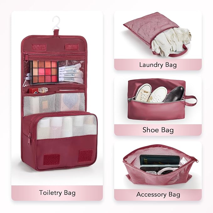 OlarHike 10 Set Compression Packing Cubes for Travel Essentials,Compressible Expandable Space Saver Bags for Organizing Clothes,Luggage Suitcase Garment Bags with Over 1000 pcs Mesh Holes(Wine Red) - Image 5
