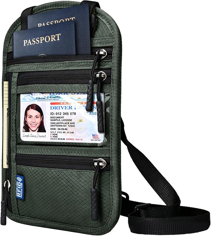 RFID Blocking Travel Neck Wallet–Hidden Passport Holder & Anti-Theft Money Pouch for Men & Women, Lightweight Concealed Travel Organizer with Adjustable Strap Secure Document by Vastsky