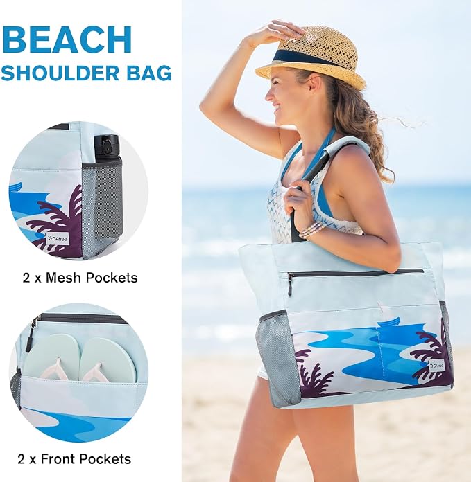 G4Free Beach Bag, Waterproof Sandproof Beach Tote Bag, Large Capacity Foldable for Women - Image 4