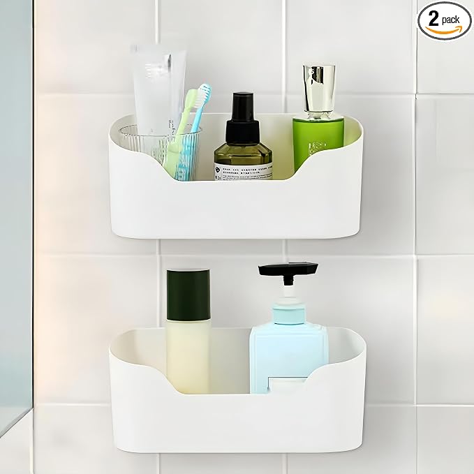 2 Packs Cabinet Door Organizer, Wall storage basket for Bathroom,Kitchen,Cabinet, Living Room,Office, Wall basket organizer with Self-adhesive hook, 9x4.2x2.5inches by Unknown