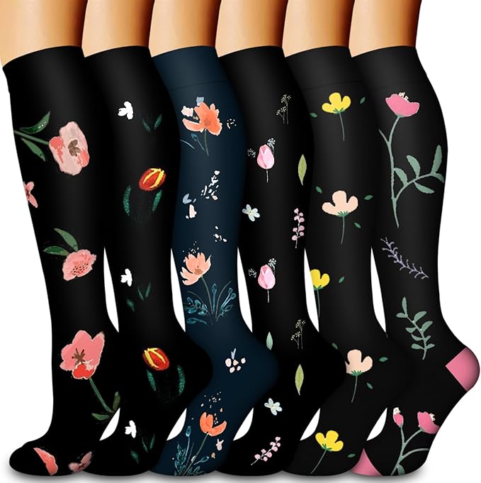 Compression Socks for Women & Men Circulation(6 pairs)-Graduated Supports Socks for Running, Athletic Sports by LaiteHebe