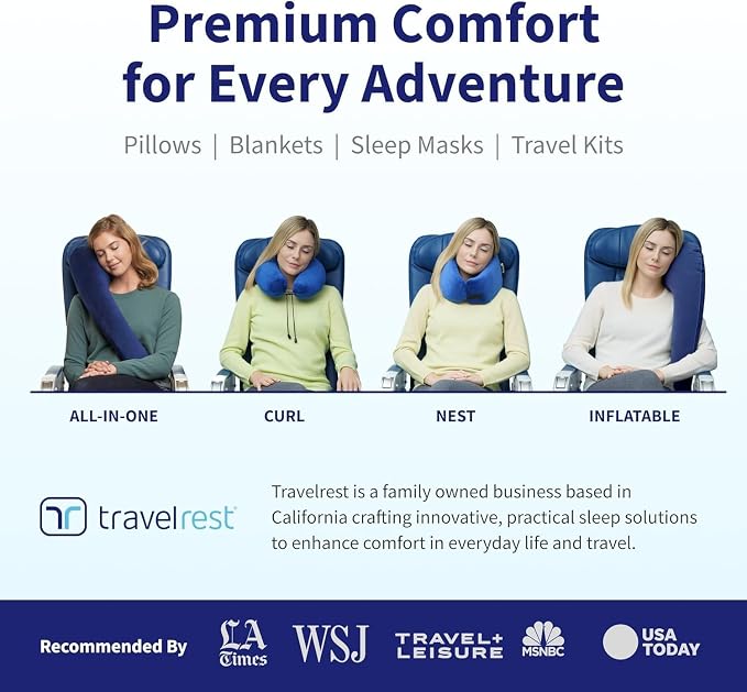 TRAVELREST Nest Neck Pillow Travel Essentials - Memory Foam Support - Blue | Breathable, Compact, Soft and Comfortable Design, Head & Shoulder Support For Long Flight Travel, Lightweight Washable Cover - Image 7