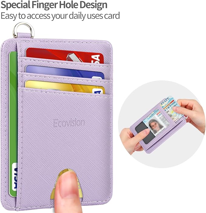 Slim Minimalist Front Pocket Wallet, RFID Blocking Credit Card Holder Wallet with Detachable D-Shackle for Men Women - Image 7