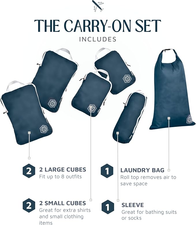 TRIPPED Travel Gear Compression Packing Cubes for Carry-On Travel 6-Pack | Ultralight Ripstop Packing Cubes with Compression Zippers for Organized Carry-On Luggage, Backpack, and Travel Packing - Image 6