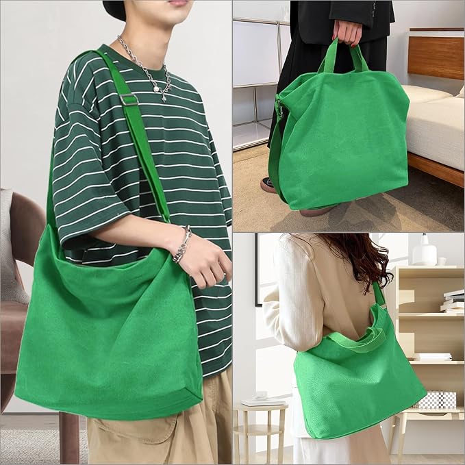 Women's Canvas Tote Bag inside Out Bag with Adjustable Crossbody Strap for Work Travel Shopping Durable Handbag for Men - Image 5