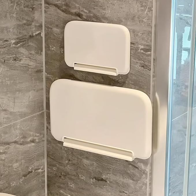 2-Pack Foldable Floating Shelves for Wall | No Drill White Wall Shelves | Small Floating Shelf for Bathroom, Bedroom, RV, KitchenAdhesive Shelves for Phones, Watches | Renter Friendly - Image 4