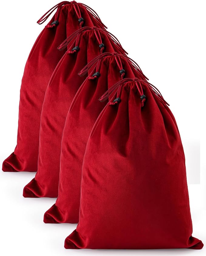 4 Pcs Shoe Bags for Travel, Dust Velvet Bags, Rio Red, 17.3x12.6 Inch | Washable & Reusable Travel Shoe Bags, Dustproof Shoe Bags with Drawstring Closure, Suitable for Travel, Home Storage by WelcometoFantasyLife