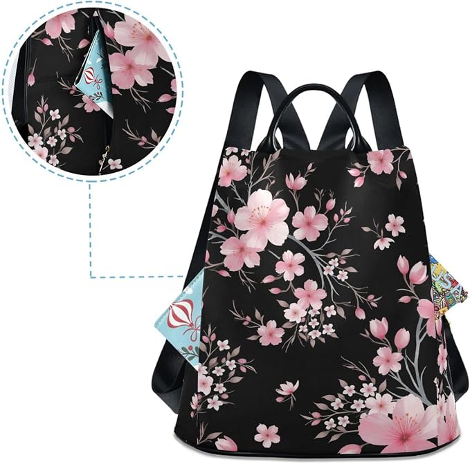 ALAZA Pink Cherry Blossom Flowers Backpack Purse for Women Anti Theft Fashion Back Pack Shoulder Bag - Image 4