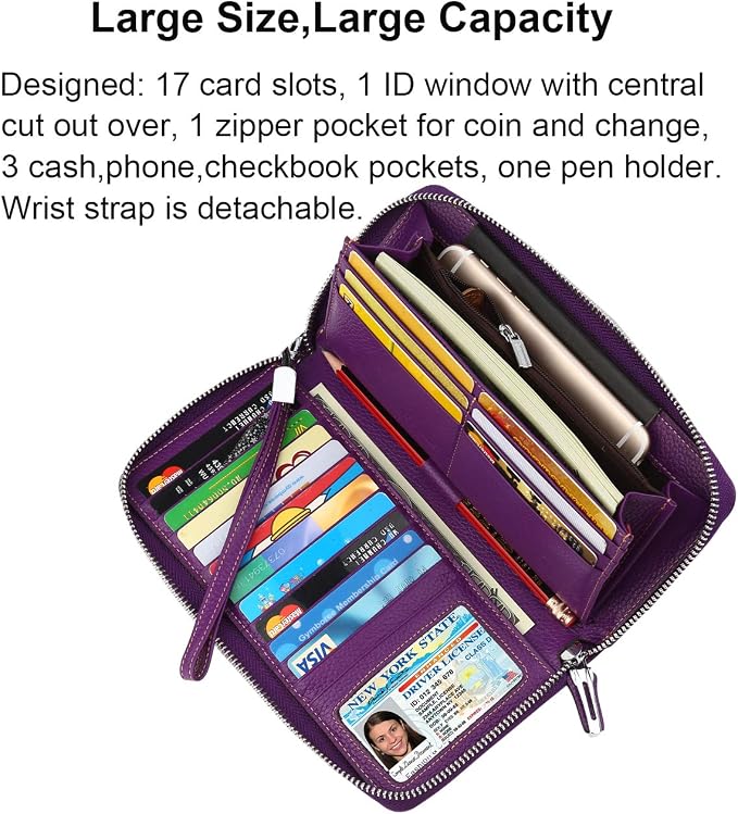 Small Compact Women Wallet RFID Blocking Genuine Leather Bifold Purse with ID Windows - Image 3