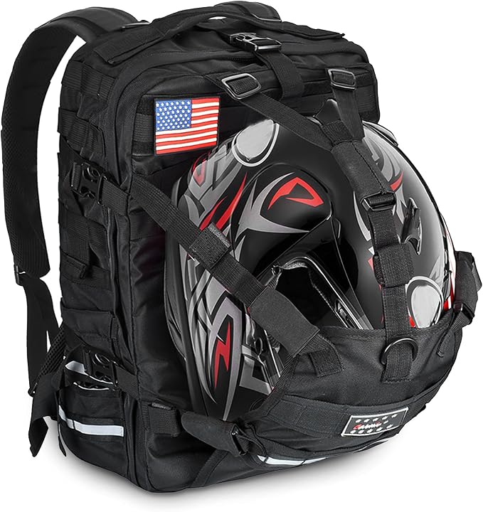 Goldfire Helmet Backpack for Motorcycle Riding Cycling Waterproof Large Capacity Daily Backpack with Helmet Holder Weather-Resistant Hiking Daypack Durable (V1) - Image 7