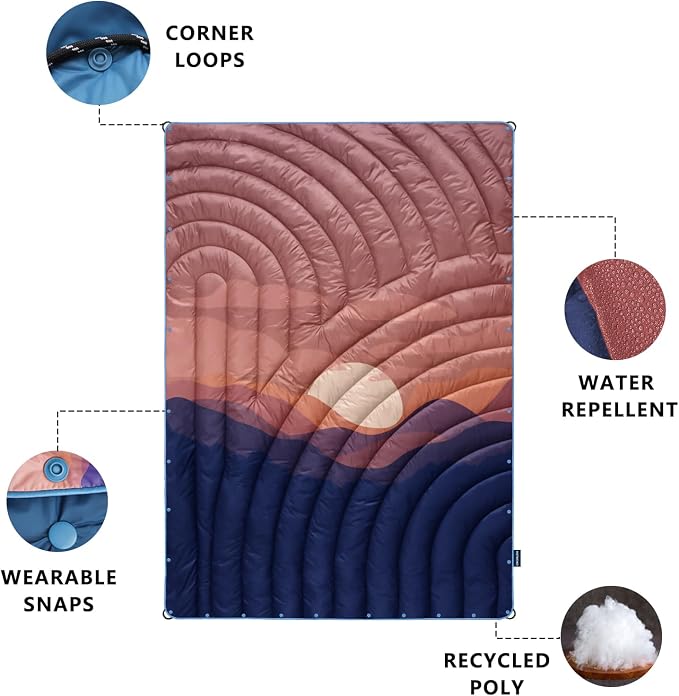 Puffy Camping Blanket,Large Camp Blanket Outdoor Camping Quilt Waterproof | Lightweight Printed Warm Packable Down Alternative Blanket for Camping,Traveling, Stadium, Hiking, Picnics - Image 3