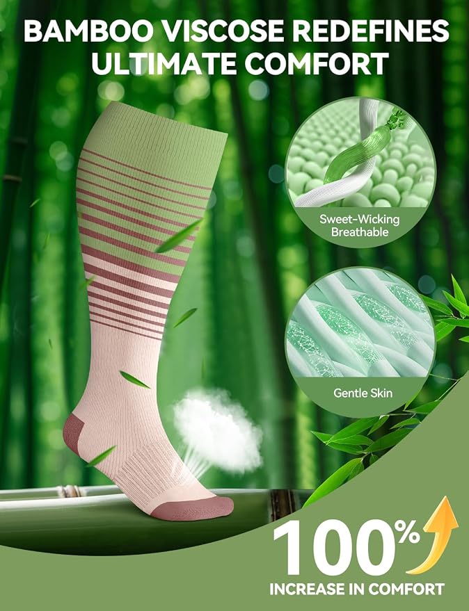 Plus Size Compression Socks for Women & Men Wide Calf, 20-30mmhg Knee High Stockings for Pregnancy, Nurse, Travel - Image 2