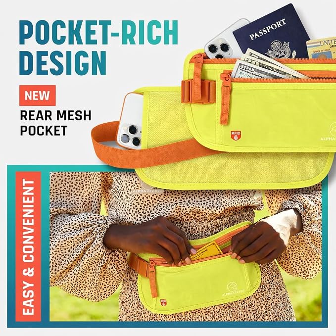Alpha Keeper Money Belt for Travel Hidden Under Clothes – RFID Blocking Passport Holder & Slim Waist Wallet Pouch for Women & Men, Anti-Theft Travel Accessories - Image 4