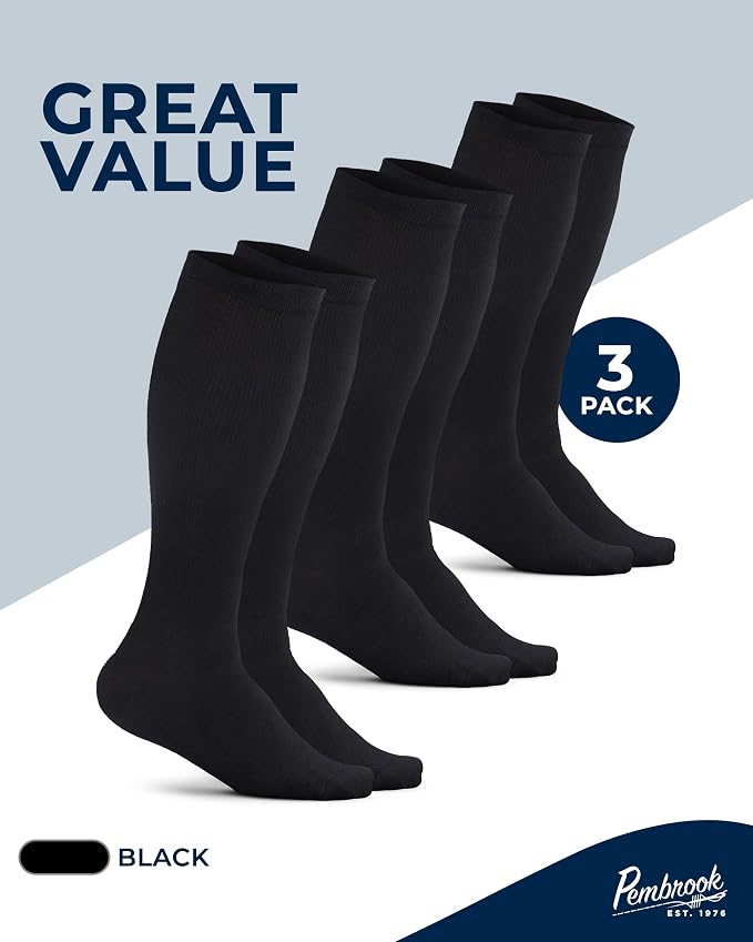 Pembrook Cotton Light Compression Socks for Women & Men - 3 Pairs | 8-15 mmHg Comfort Compression Socks for Men & Women - Image 5