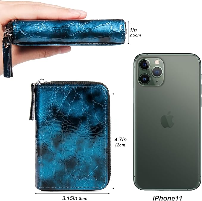 Credit Card Wallet, RFID Card Case Wallet, Zipper Card Cases Holder for Men Women, RFID Blocking, KeyChain Wallet, Compact Size Card Organizer Case for Women - Image 6