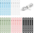 Lamicall 30 Pack Silicone Cable Ties, Multi Color Cord Organizer | Elastic Cable Management Wraps, Home Decor Organizer Ties for Phone Charger, Christmas Travel Accessories Essentials by Lamicall
