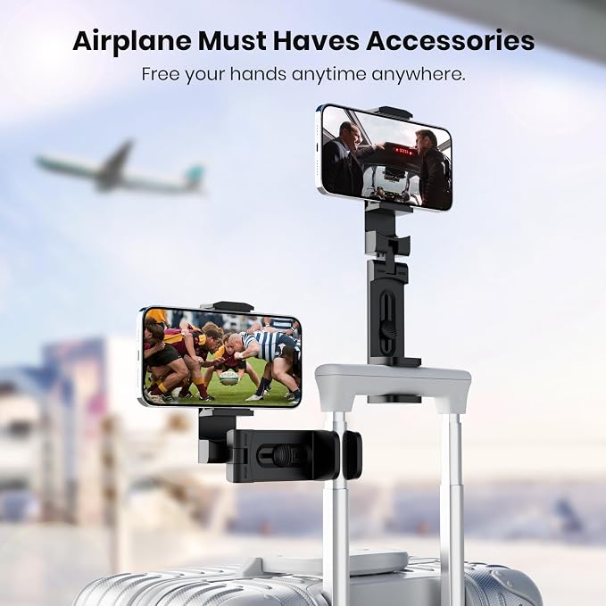 2 PCs Airplane Phone Holder Mount- Klearlook 360° Rotating Airplane Phone Mount for Travel, Desk & Flight | Handsfree Adjustable Phone Stand | Airplane Travel Essentials Accessories - Image 2