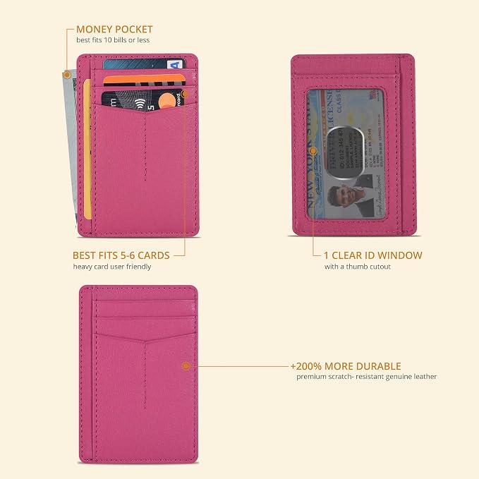 Oak Leathers Genuine Leather Slim Wallet - RFID Minimalist Card Holder - Image 2
