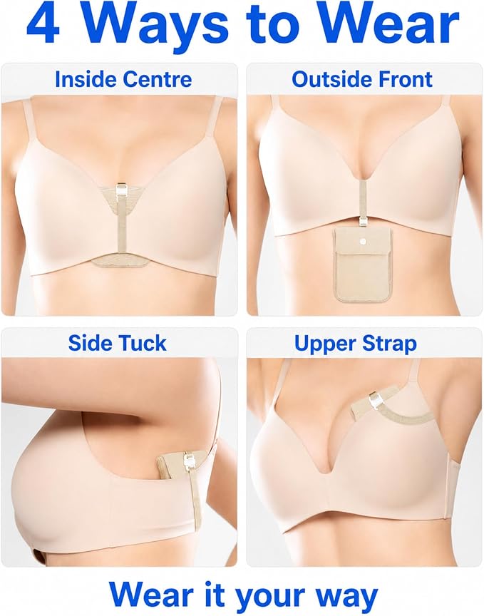 RFID-Blocking Travel Bra Wallet, Hidden Money Pouch with Elastic Strap | Ideal Secret Pocket to Protect Your Passport, Credit Cards, Cash and Valuables Under-Clothes, Nude, Bamneat - Image 5