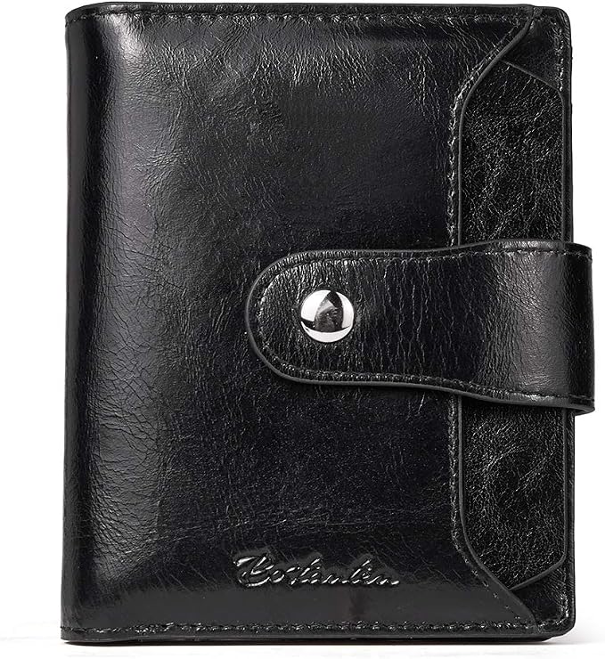 BOSTANTEN Leather Womens Wallet Small RFID Blocking Credit Card Holder | Removable ID Window, Zipper Coin Pocket, Bifold, Minimalist, Fits Small Purses, Daily Use, Ladies Gifts, Black by BOSTANTEN