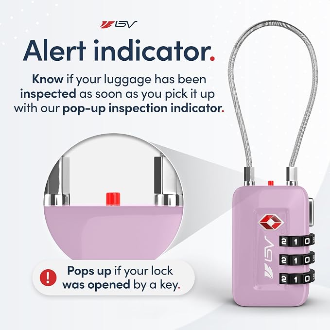 TSA Accepted Luggage Travel Lock, Set-Your-Own Combination Lock for School Gym Locker, Luggage Suitcase Baggage Locks, Filing Cabinets, Toolbox, Case (Purple, 4 Pack) - Image 4