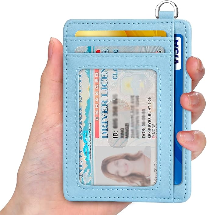 Slim Minimalist Front Pocket Wallet, RFID Blocking Credit Card Holder Wallet with Detachable D-Shackle for Men Women - Image 2