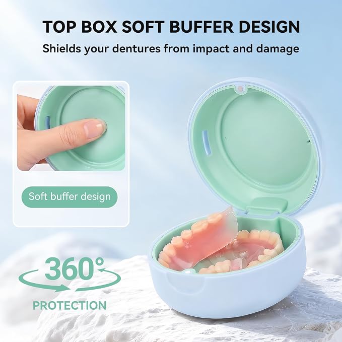Portable Vent Denture Bath Case, Soft Buffer Holder for Travel False Teeth | Safe material, removable silicone pad for hygienic use, multi-scene use, pocket fit for home, journeys & daily oral storage - Image 2