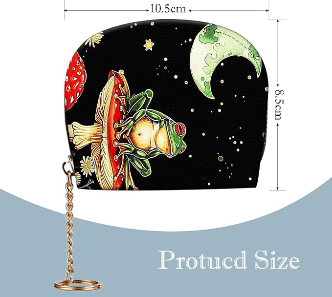 Women's Slim RFID Wallet – Compact Leather Card Holder Wallet for Women, 9 Card Slots RFID Blocking Credit Card Organizer, Small Travel Wallet - Aesthetic Mushroom Frog - Image 2