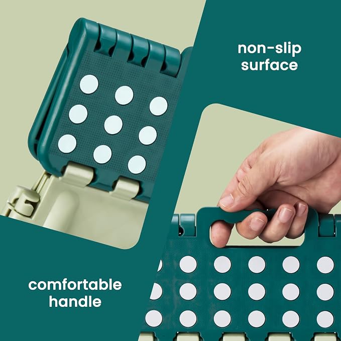 Foldable Step Stool for Adults 13 Inch, 300 lbs, Green | Lightweight Stepping Stool with Handle and Non-Slip Surface, for Reaching Kitchen Cabinets, Bathroom Shelves and Closets - Image 7