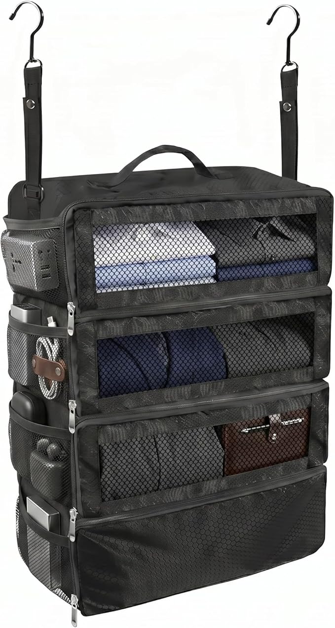 Hanging Packing Cubes for Suitcase, Travel Luggage Organizer. | Easy Packing for Carry-On, Black, KOYOME by Unknown