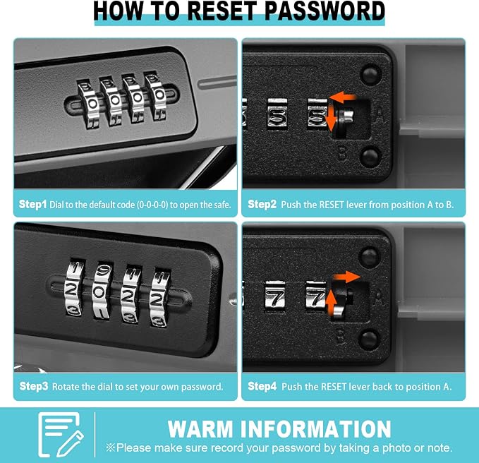 BKNOOU Portable Travel Safe with Removable Chain, Anti-Theft Beach Safe Box, Waterproof Combination Lock Box for Travel, Dorm, Beach, Hotel, Car, Home, Office - Image 8