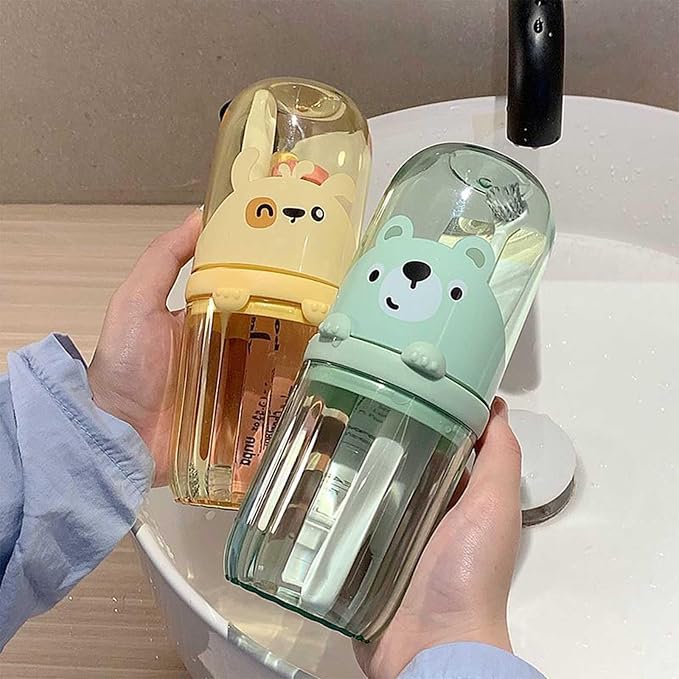 Cute Toothbrush Travel Case for Kids with Detachable Handle, Portable Cute Toothbrush Holder, Multifuction Toothbrushes Toothpaste Storage Box for Camping Travel or Home Use (Green) - Image 3