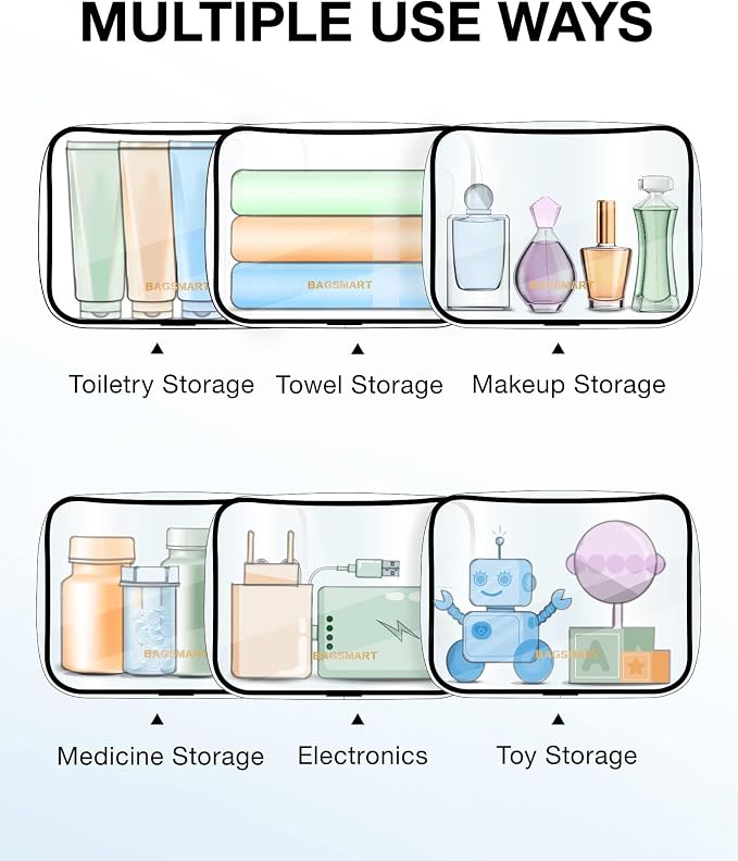 BAGSMART Clear Toiletry Bag 2-Pack TSA Approved Water-Repellent, Nude Pink | Carry on Travel Accessories Bag, Airport Airline Quart Size Bags for Women Men, Makeup Cosmetic Bag - Image 5